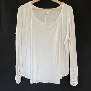Peyton Jensen white long sleeved sweater women's size large button details rayon